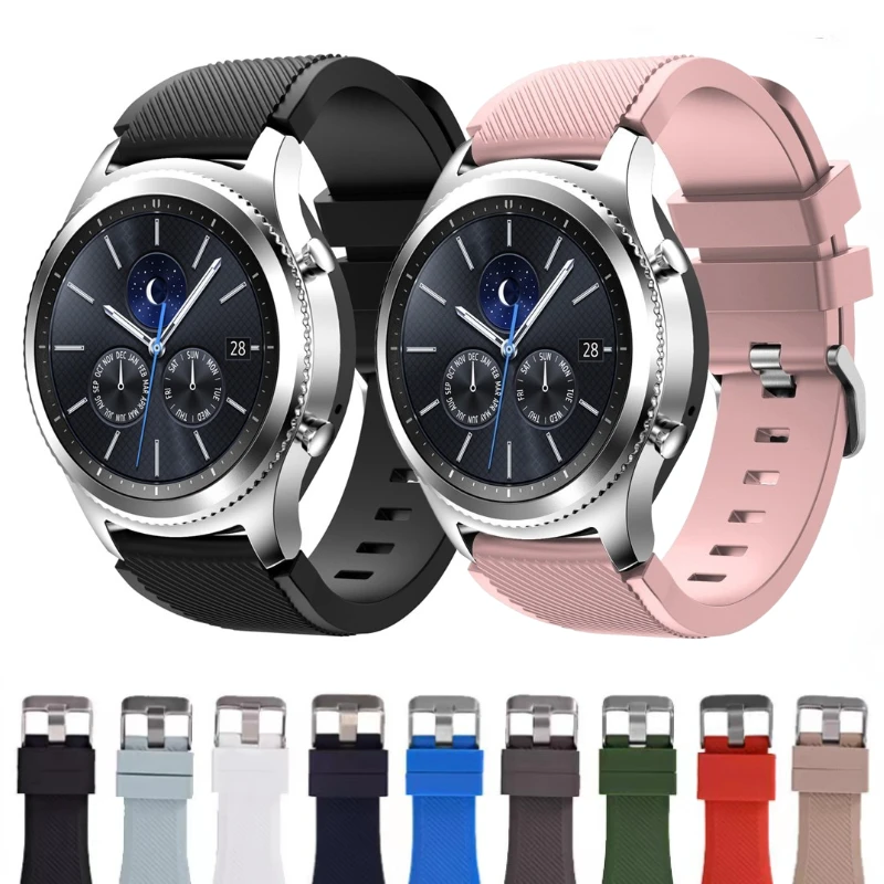 22mm Silicone Strap for Samsung Galaxy Watch 3 45mm/Huawei Watch 3/4/GT4 Soft Sport Bracelet Wristband Amazfit GTR 47mm Correa