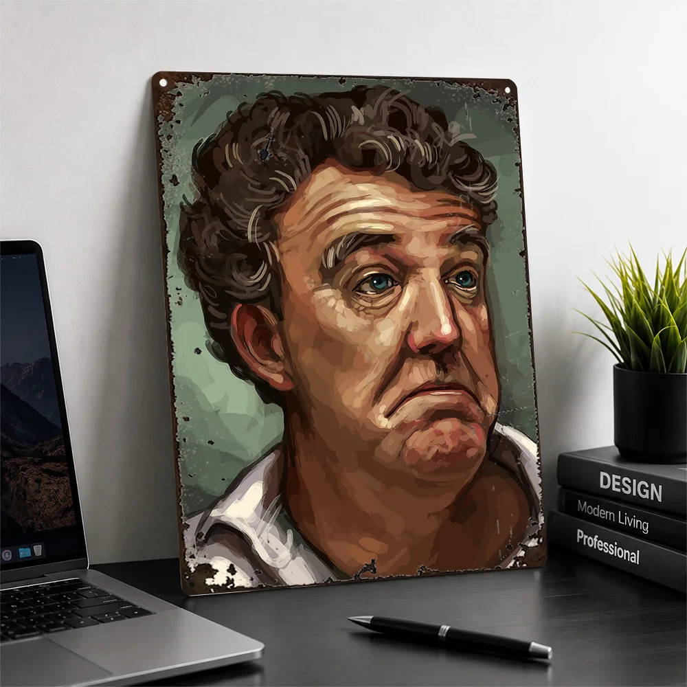 Jeremy Clarkson Portrait Printed Poster Painterly Wall Art For Reading Room Customized Aluminum Metal Sign Motoring Fan Gift