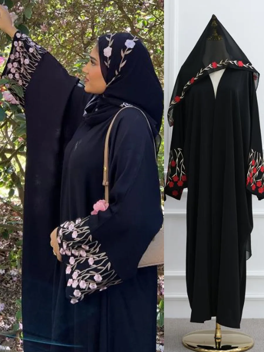 Moslim Vrouwen Dubai Abaya luxe borduurwerk Bloemen Lange Jurk Kaftan Bloem Ramadan Gewaad Femme Islam Afrikaanse Jurken Kebaya