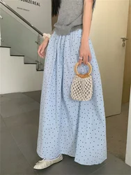 Alien Kitty Sweet Casual Long Skirts Women Polka Dots Loose Summer 2024 High Waist Knitted Sweaters Tees Gentle Chic New Slim