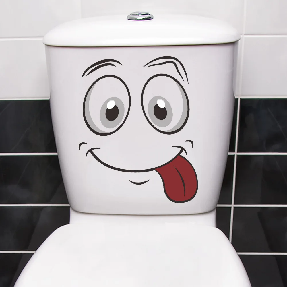 

Cartoon Smiley Face Toilet Seat Sticker, Self-Adhesive Bathroom Wall Decal, Removable Peel and Stick Funny Toilet Decor