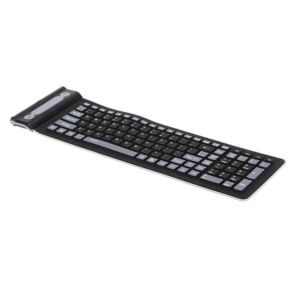 

2.4G 107 Key USB Wireless Keyboard Supports PC + Flexible Foldable Silicone Waterproof without (Black)