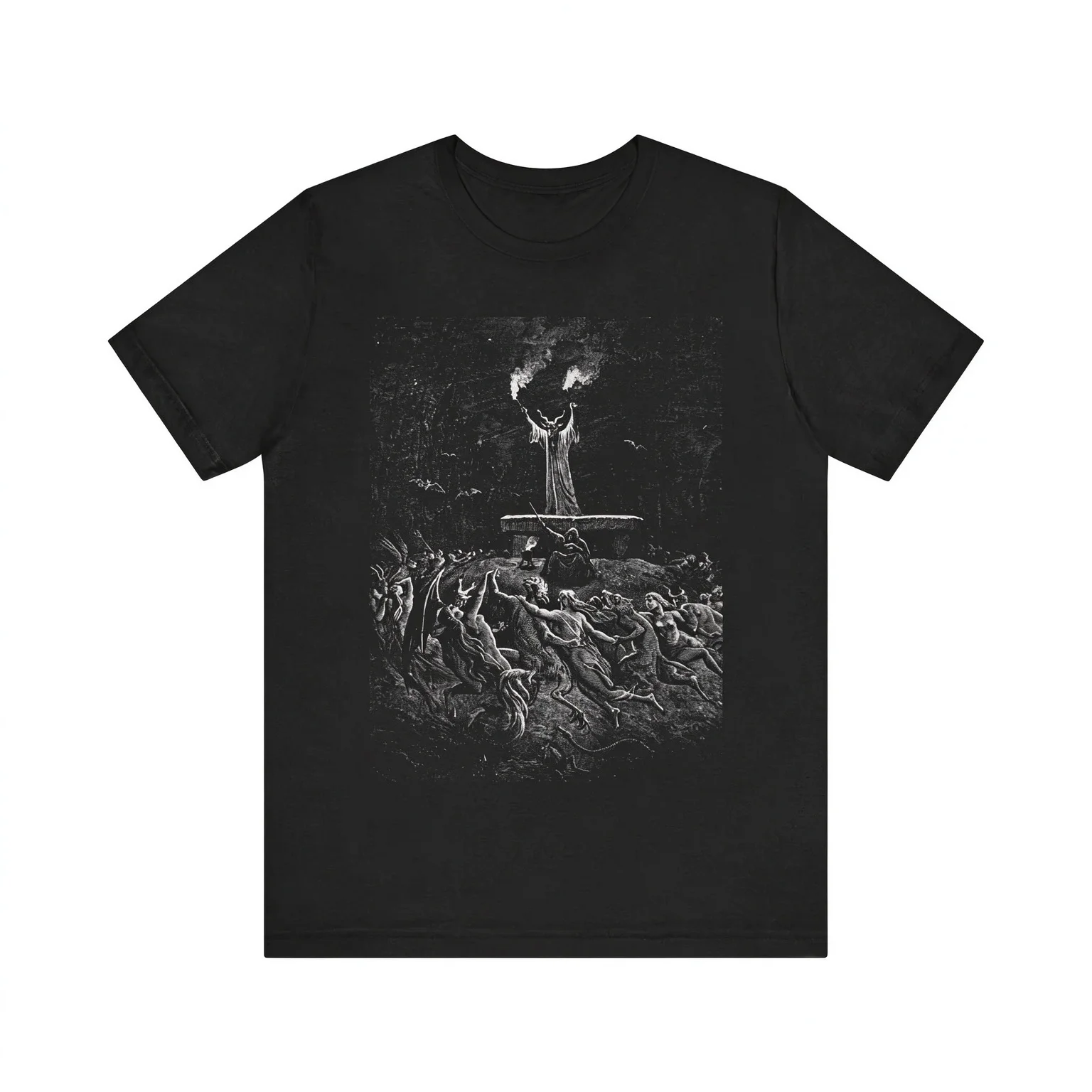 Vintage Dark Scene Engraving Art Graphic T-Shirt cotton Unisex Retro Antique Print Casual Short Sleeve Tee for Men Women