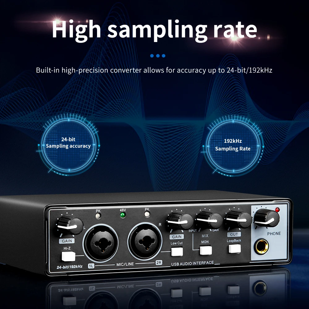 MD22 Professional Sound Card 48V Phantom Power USB Audio Studio Sound Card 4 Channel Sound Table Audio Sound Card For Studio