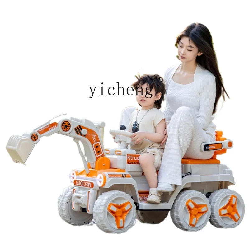 

Tqh Children's Excavator Toy Car Can Sit Remote Control Electric Engineering Car Large Six-Wheel off-Road Excavator