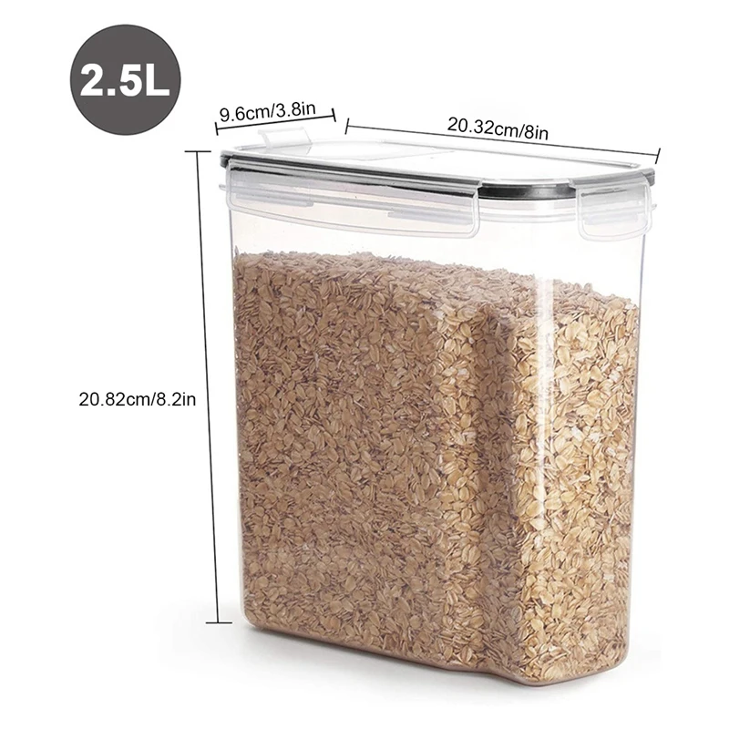 4Pcs Cereal Storage Container Set PP Airtight Food Storage Containers 2.5L for Cereal Snacks and Sugar