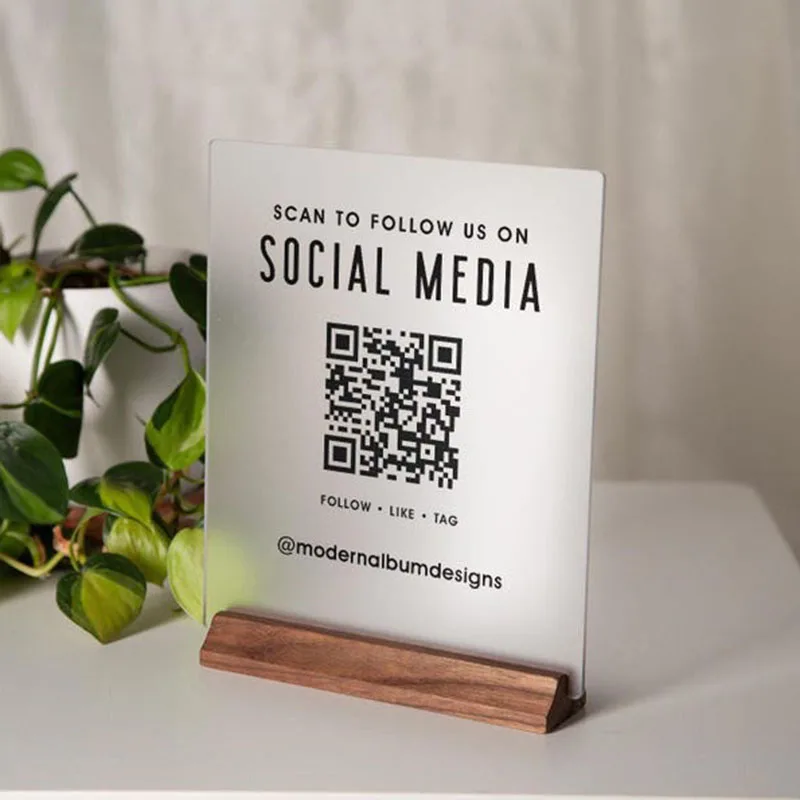 Exclusive Acrylic QR Code Stand for All Business Types Fits Multiple QRs at Reception Desk Menu Cashier Area Customizable Design