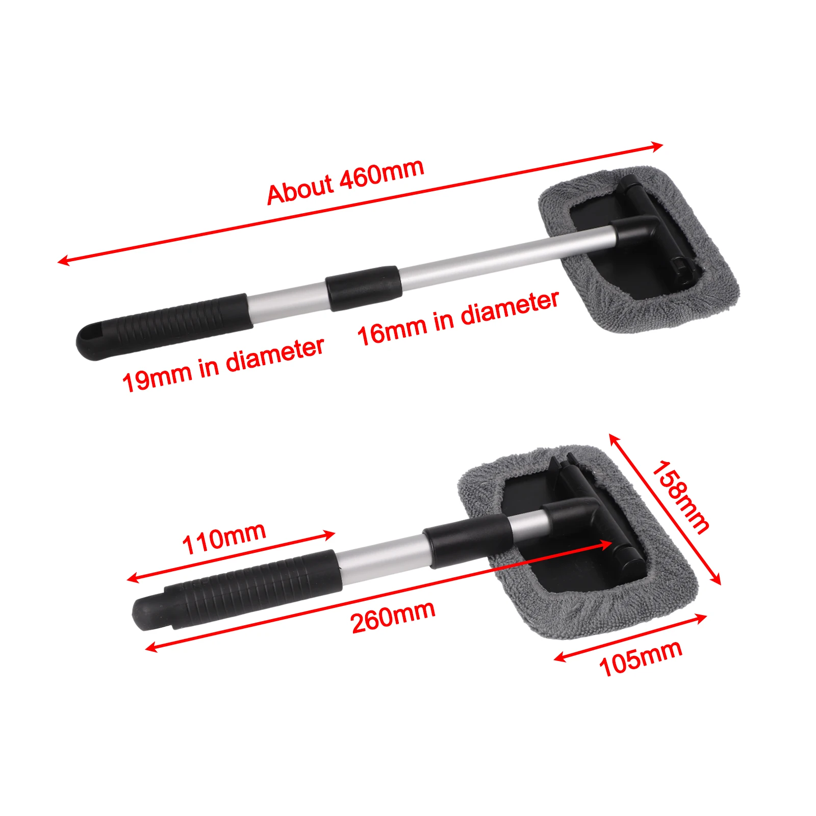 for versatile Window Cleaning Brush Car Wash Brush Comfortable Length Adjustment Ergonomic Design Extendable Handle