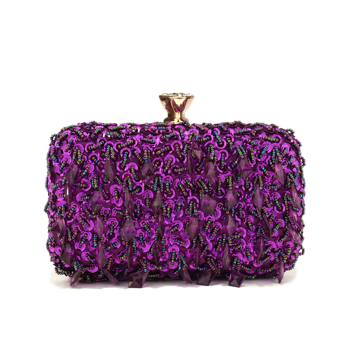 Glitter Party Dinner Evening Bags Purple Color Tassel Acrylic Clutch Bags Flap Fashion Metal Chain Diamonds Handbags Beading