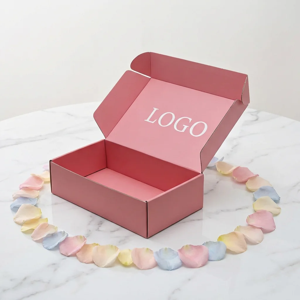 Kotak Pesawat Terbang Pink Custom, Kotak Lipat Kardus, Logo Custom Hot Stamping, Kemasan Kertas Hadiah Pesta Perhiasan Kosmetik