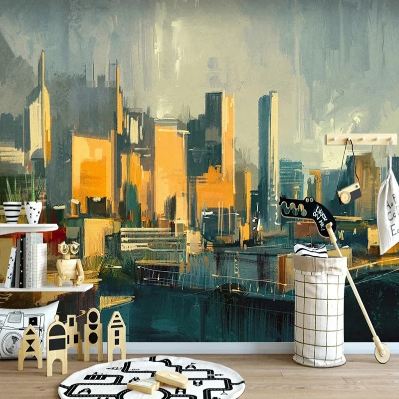 

3D Mural Retro European Hand painting City Wallpaper Living Room Bedroom Sofa TV Background Wall Home Decoration 3D Wall Cloth