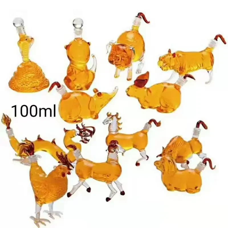 1.0L Hand Blown Glass Decanter Set Modern Animal Pattern Wine Carafe Bottle With Gift Box Elegant Home Bar Decor Modern 1.0L