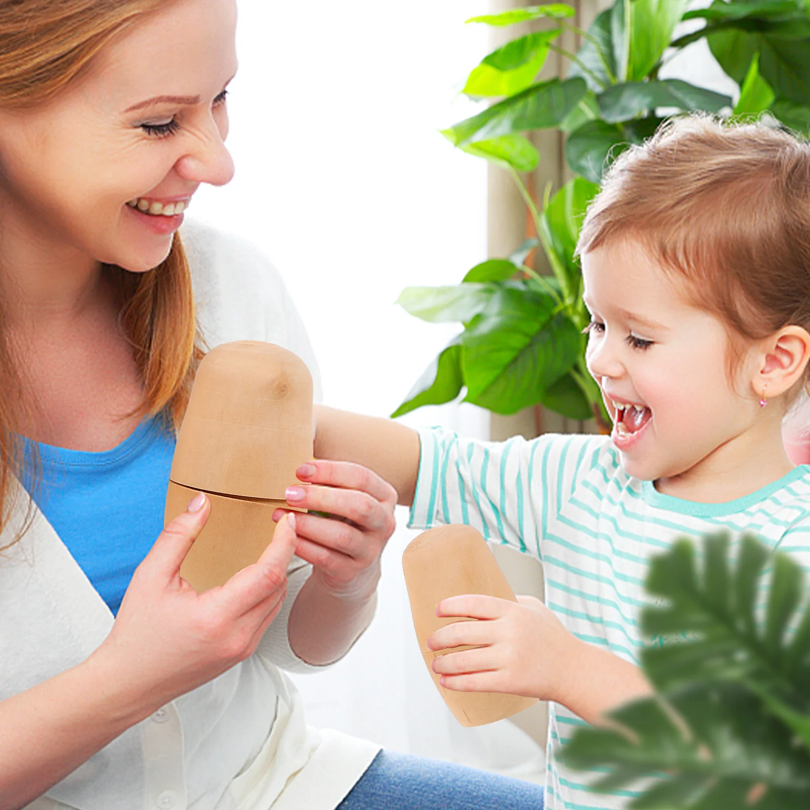 

2Sets Wooden Matryoshka Nesting Crafts Unpainted DIY Kits Five Layers Russian Art Projects for Kids Girls DIY Matryoshka