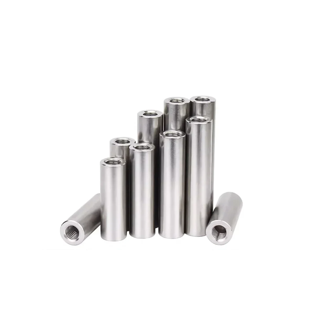 304 Stainless Steel Double Head Internal Threaded Cylindrical Pin / Two End Perforated Support Column Connecting Rod M5M6M8M10