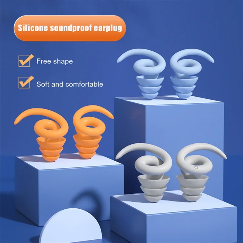 Soft Silicone Ear Plugs Tapered Sleep Noise Reduction Sound Insulation Travel Snoring Reusable Ear Protector
