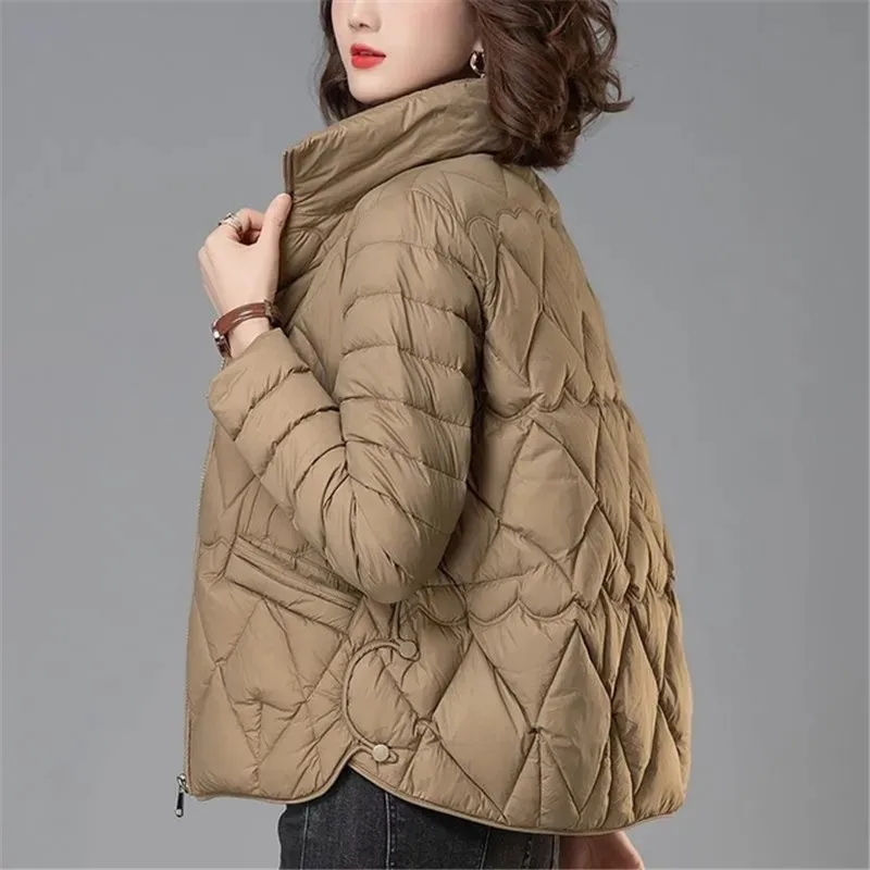 Jaket katun wanita, mantel perempuan jaket katun pendek, pakaian luar Ringan musim gugur dan dingin