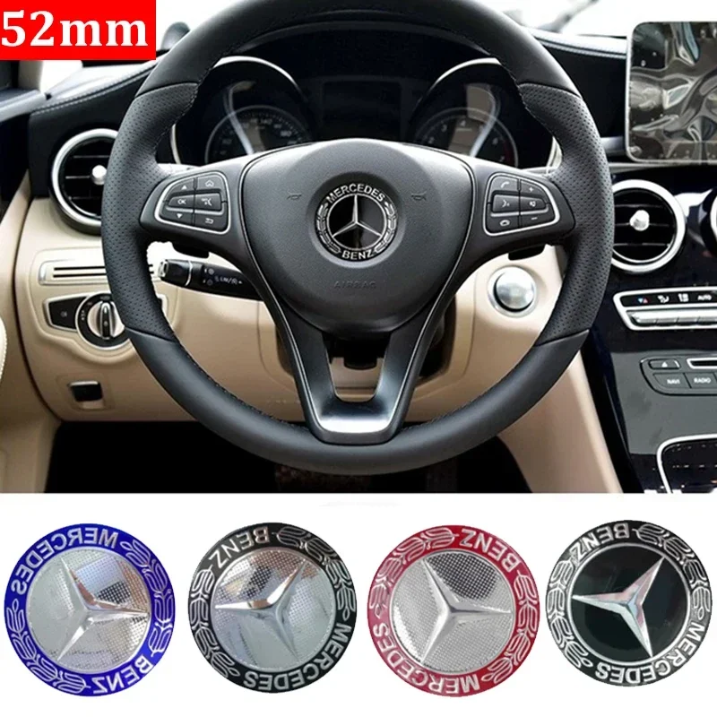 

Alloy 52mm Car Steering Wheel Center Logo Emblem Sticker for Mercedes Benz W212 W205 W211 W213 W210 W220 W204 W202 W176 W246 GLA