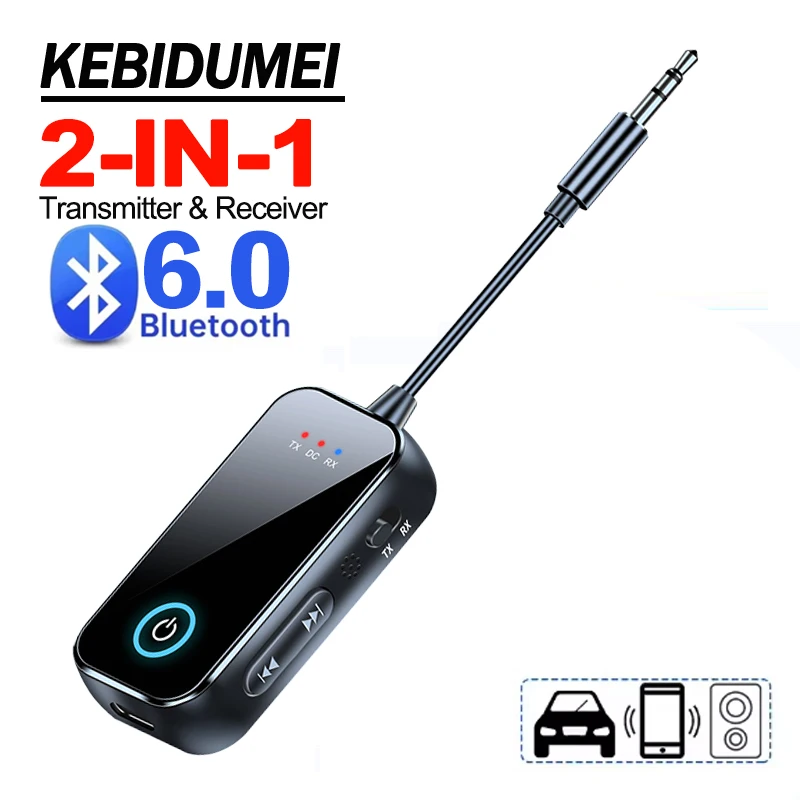 

2 в 1 Bluetooth 6.0 приемник-передатчик адаптер 3,5 мм AUX разъем беспроводной громкой связи для автомобильного радио музыкальное аудио наушники ТВ