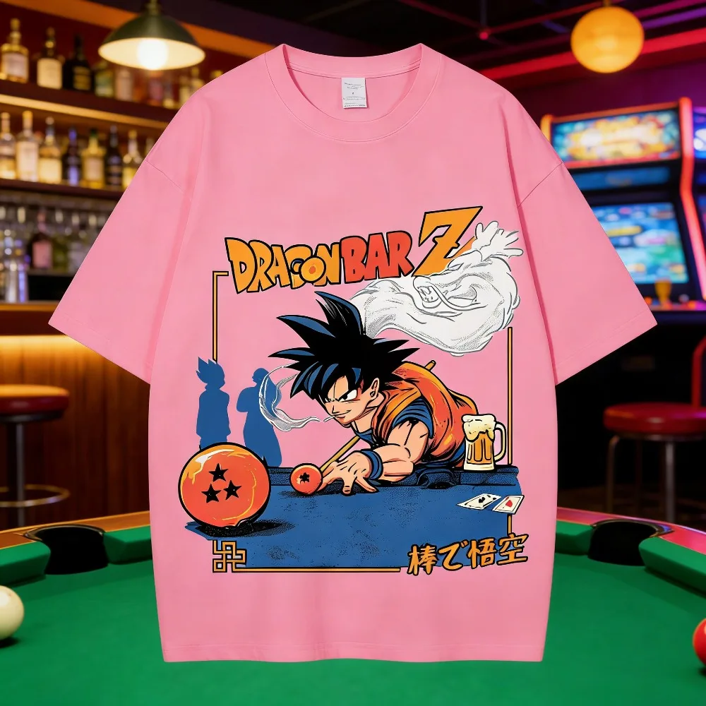 

Футболка унисекс из чистого хлопка с принтом аниме «Драгон Бол» Гоку, летняя коллекция 2026, свободный крой в американском стиле, повседневная, для родителей и детей, с коротким рукавом