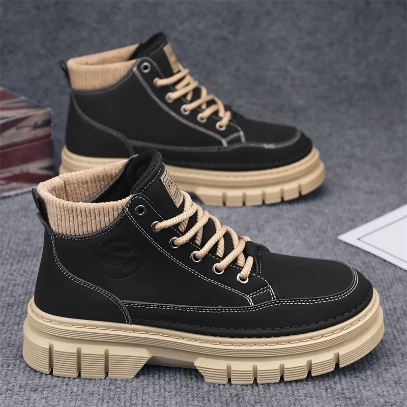 

Men's Leather Lace-up Sneakers, Comfortable Walking Shoes with Cushioned Soles, Height-increasing Shoes for Menmens Dress Shoes