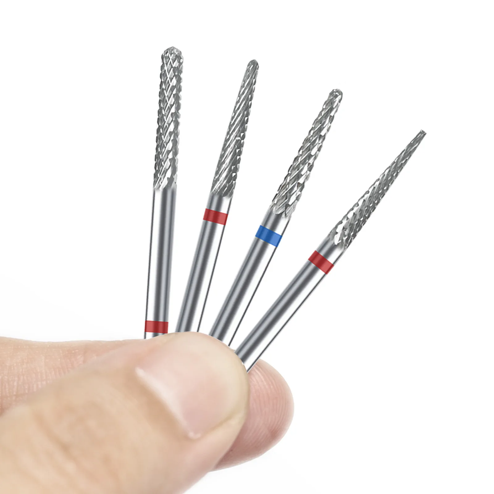 Double Head Cuticle Drill Bit 3/32" Professional Pointed/Round Head Tungsten Carbide Nail Bit F/M for Nail Electric Drills