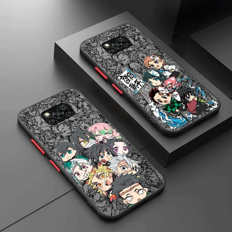 

D-Demons S-Slayer Cartoon Cute Frosted Translucent For Xiaomi Mi Poco X5 X4 X3 M6 M5S M5 M4 M3 F5 F4 F3 GT Pro 5G Cover
