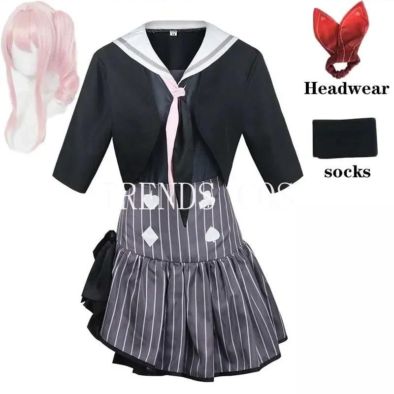 Akiyama Mizuki Cosplay Costume Amia Cosplay Wig Carnival Party Outfit Akiyama Mizuk Dress Wig Socks Neckwear for Girls Comic Con