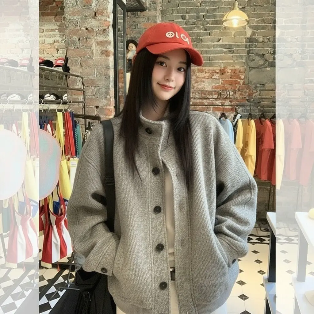 

Bomber Jackets Womens Jacket Ladies Autumn Twill Pressed Chic High-Quality OL Panelled Artistic Minimalist Fashionable Commuting