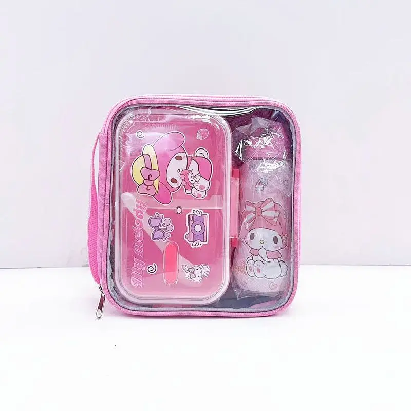 Kuromi Hello Kitty Cartoon Portable Student Office Workers Outdoor Picnic Water Cup Lunch Box Cute Two-piece Set - view 4