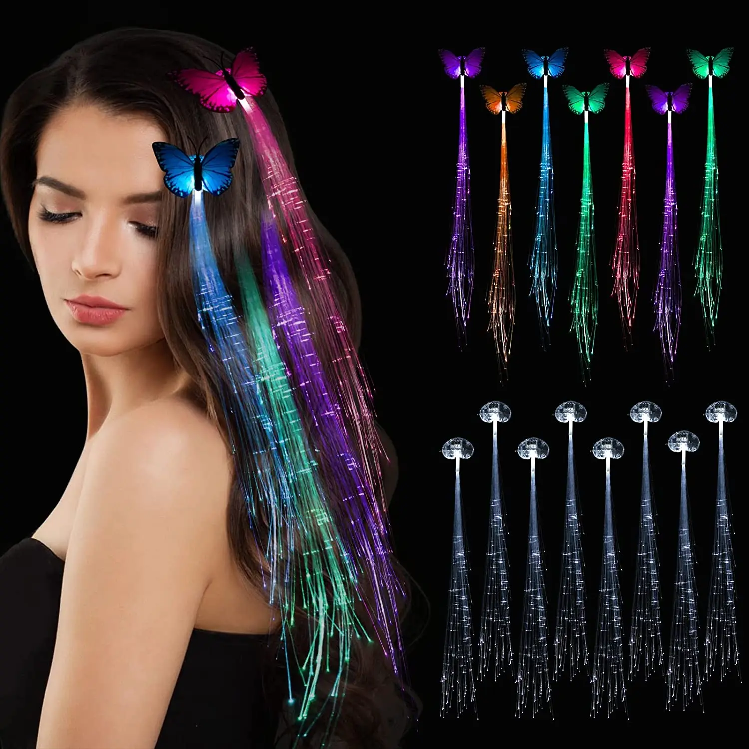 15PCS Flashing LED Light Up Toys LED Hair Lights flashing Light Up Toys Barrettes for Party Bar Dancing Hairpin Light Up Hair