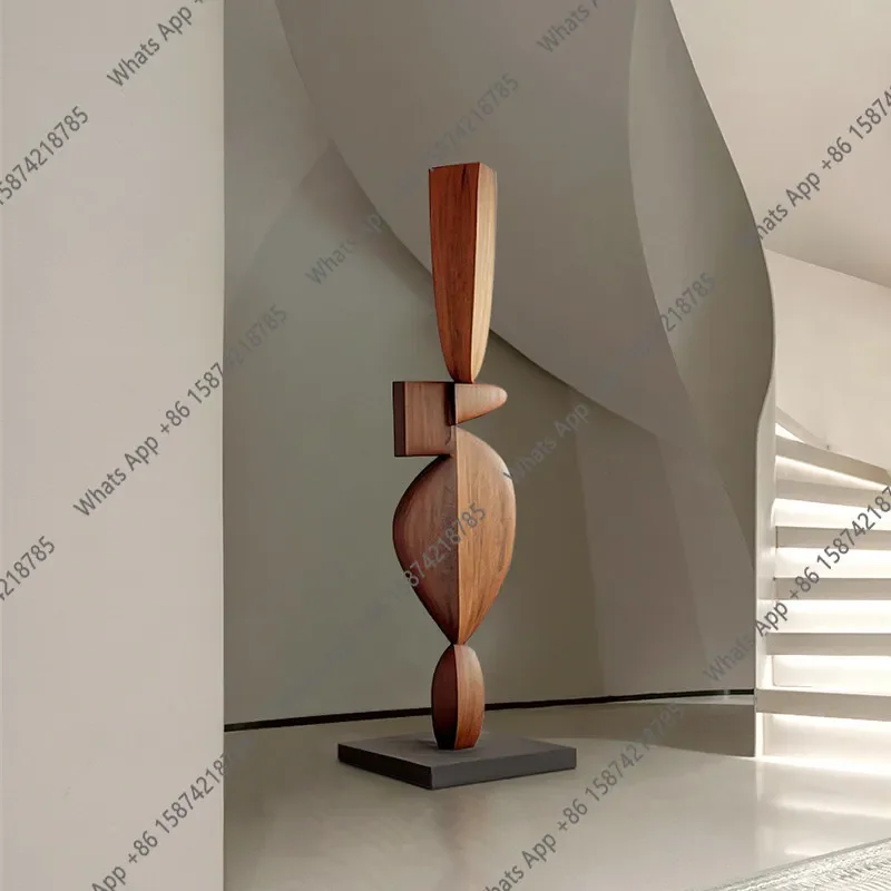 M40 Hotel Living Room Entrance Abstract Wood Carving Floor Ornaments Sales Office Soft Decoration Sculpture Art Installation