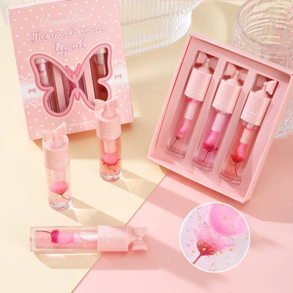 مجموعة ملمع شفاه متغيرة درجة الحرارة تدوم طويلاً مقاوم للماء غير لاصق كوب تغيير لون الشفاه الصقيل ترطيب أحمر الشفاه السائل غير لزج #4