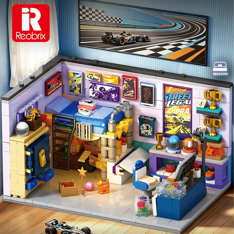 City Shop Building Blocks Auto Repair Shop Gun Store Jazz Club Bar Bedroom Miniature Model Brick Desktop Ornaments DIY Toy Gift