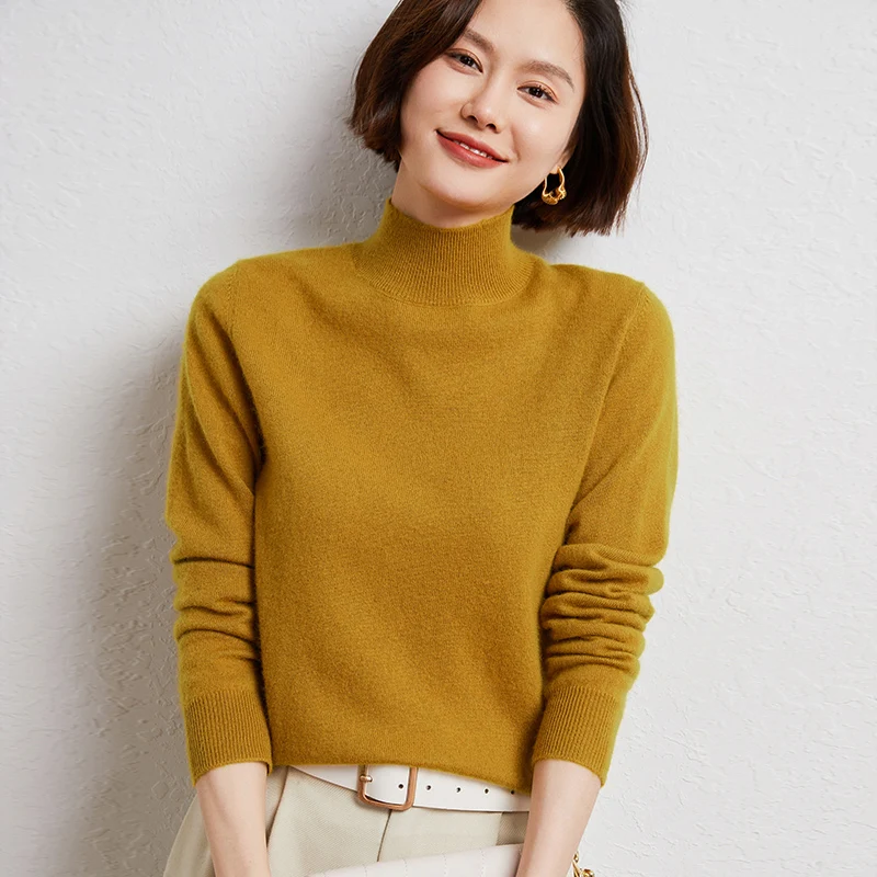 

2022 Superior Quality 100% Cashmere Knitwears Women Hot Sale Pullovers Autumn Winter Full Sleeve Sweaters Woolen Female Clothes