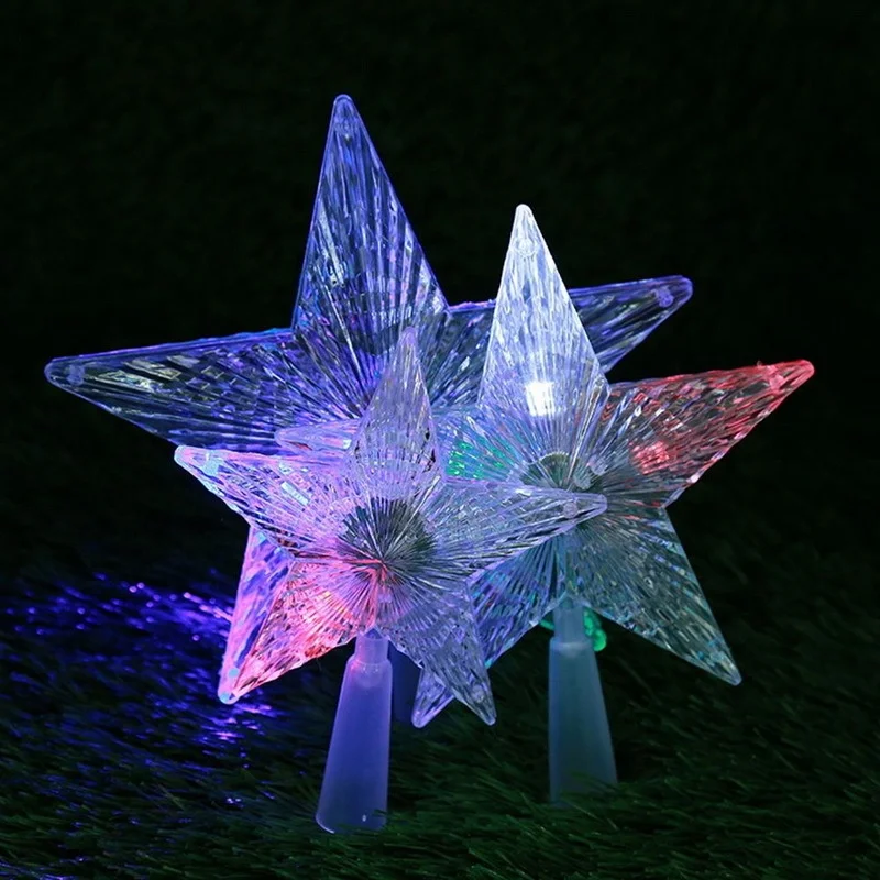 

New Star Led Light Colorful Changing Christmas Tree Topper Star For Party Holiday Ornament Led Lamp Christmas Tree Decoration