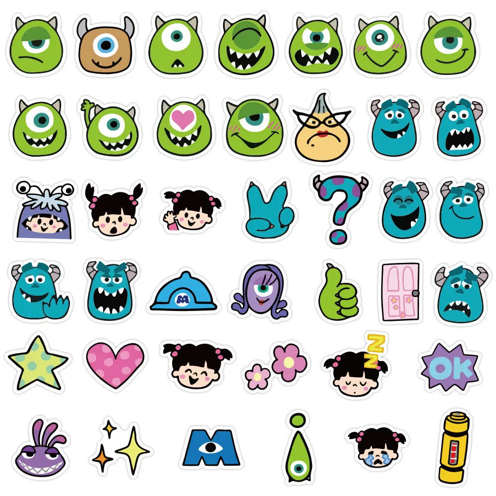 10/20/40PCS Disney Cartoon Monster Inc Stickers Cute Decals DIY Stationery Phone Scrapbook Suitcase Children Sticker Toys Gift