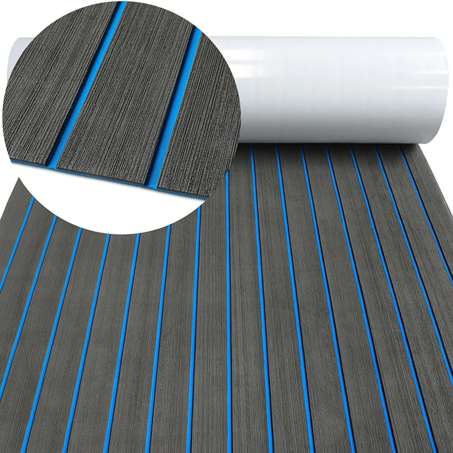 

2400*450mm Eva Foam Faux Teak Boat Deck Mat Sheet Teak Yacht Marine Floor Waterproof Pontoon Brown Black Flooring MotorBoats