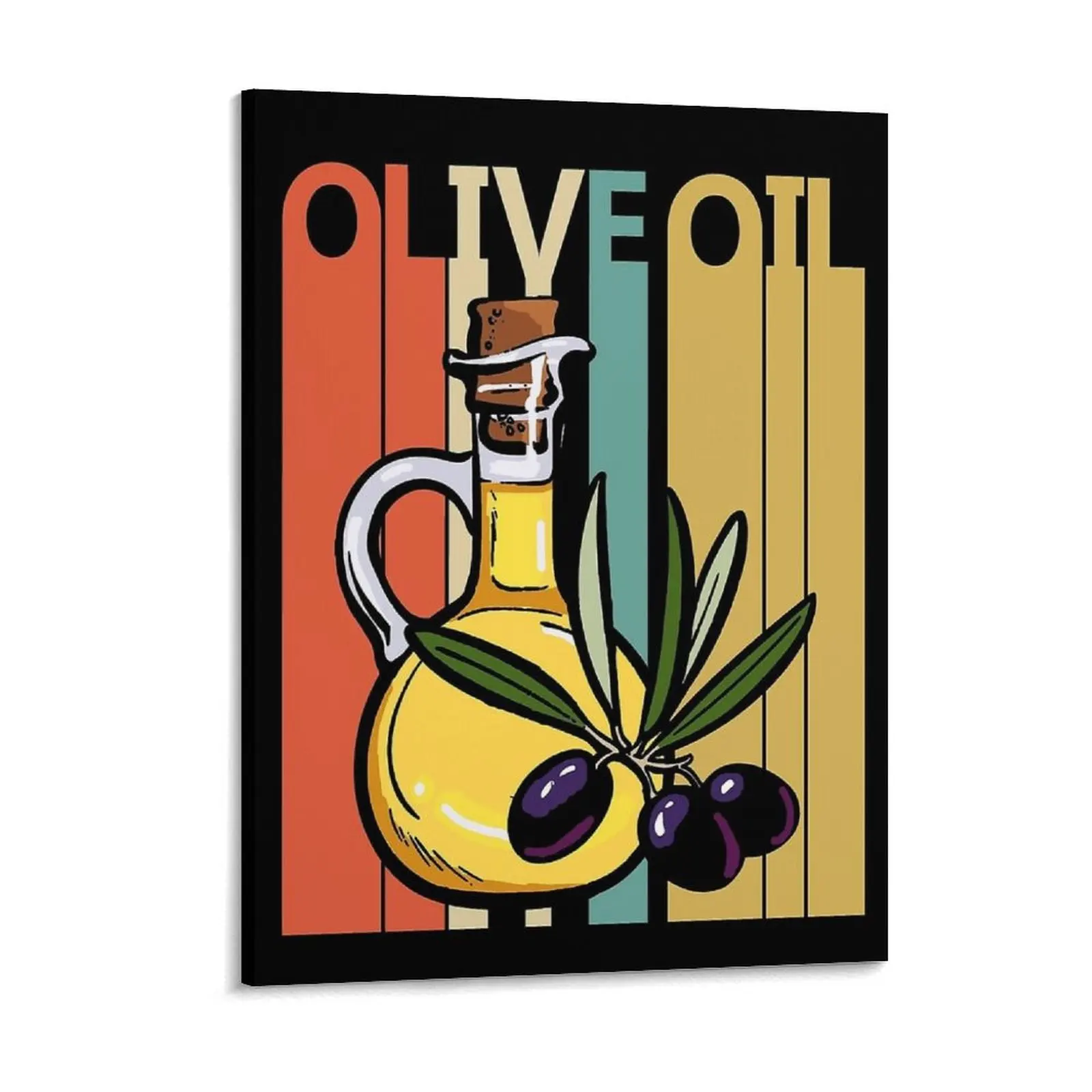 Vintage Olive Oil Italian Food Kitchen Art Italy Majolica Pottery Tuscan Tuscan Pattern Canvas Painting