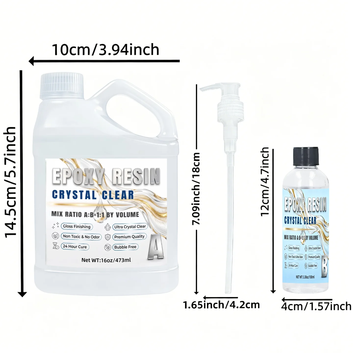 Never Yellows EPOXY RESIN Kit DIY Craft Casting Supplies Trending Handcrafts For Specimen Art Self-Leveling 1:1 Mix Ratio