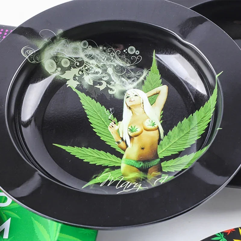 Round Cigar Cigarette Ashtray Ash Tray Ash Disc Smoking Ash Tray Tobacco Herb Rolling Tray Cigarette Paper Rolling Tray Plate