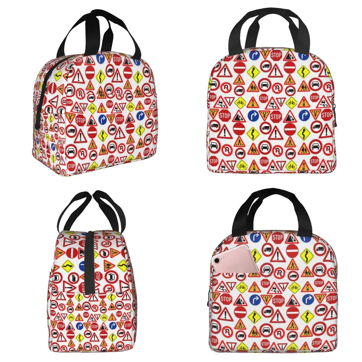 Outdoor Recreational Backbacking Road Sign Insulated Lunch Bag for Kids School Cooler Thermal Food Box Tote Lunch Boxes