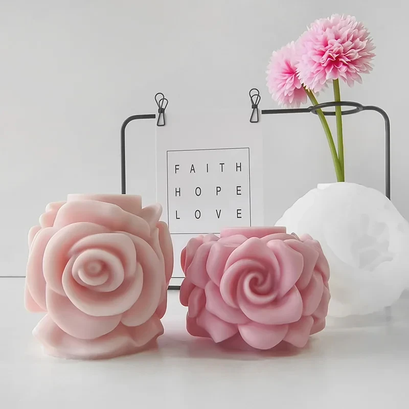 

Lotus Candle Silicone Mold Rose Flower Candle Mould Flower Pillar Handmade Soap Plaster Ornament Mould Candle Making Supplies