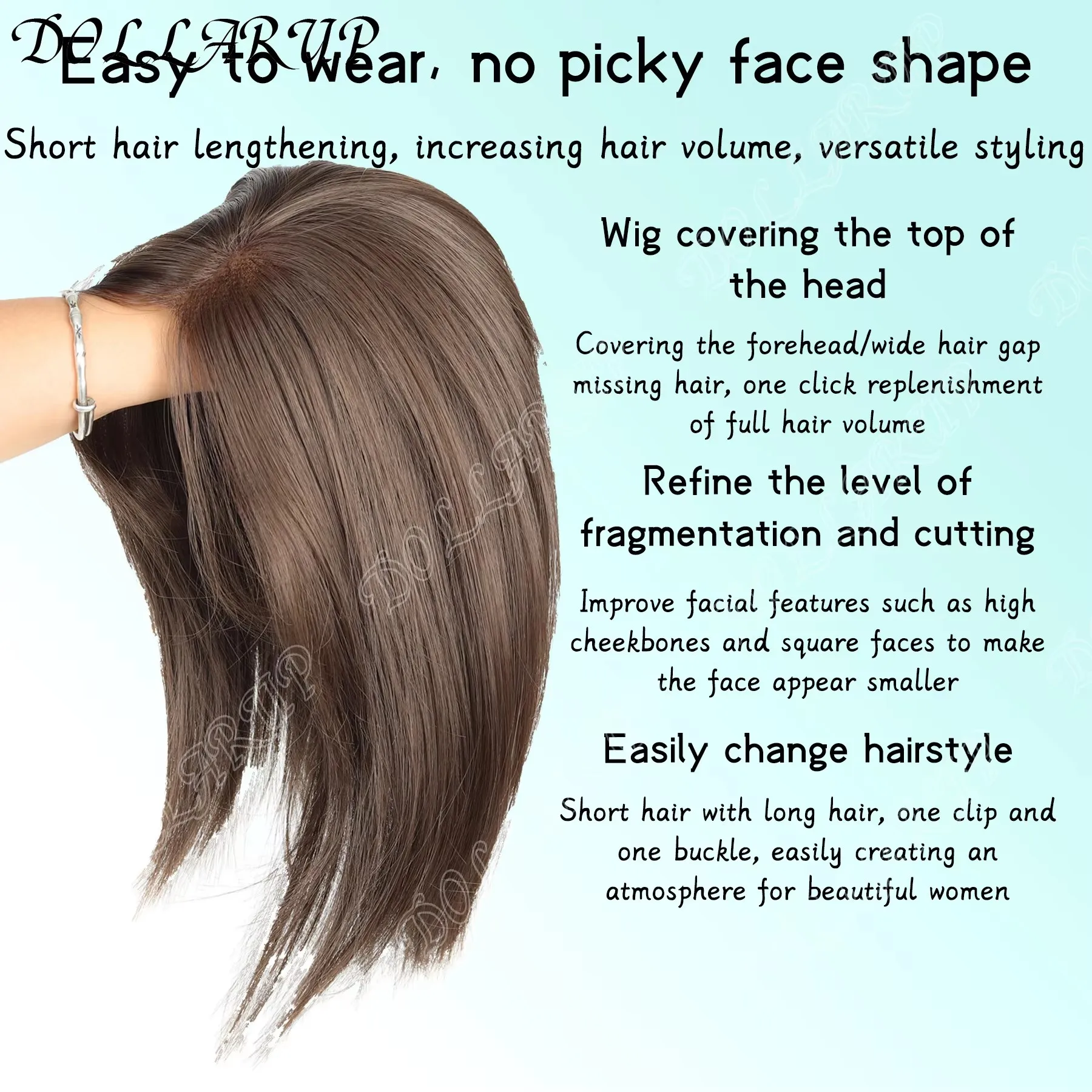 JKL الشعر توبر 4 بوصة القبعات العالية للنساء مع مشبك شعر ترقق في قطع الشعر لتساقط الشعر الاصطناعية القبعات العالية مع حظر #2