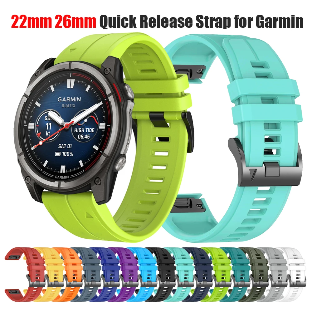 22mm 26mm Silicone Band For Garmin Fenix 8 7 7X Pro 6 6X Watch Strap Quatix 8 7X 3/Tactix8/Instinct 3/970 965 QuickFit Bracelets