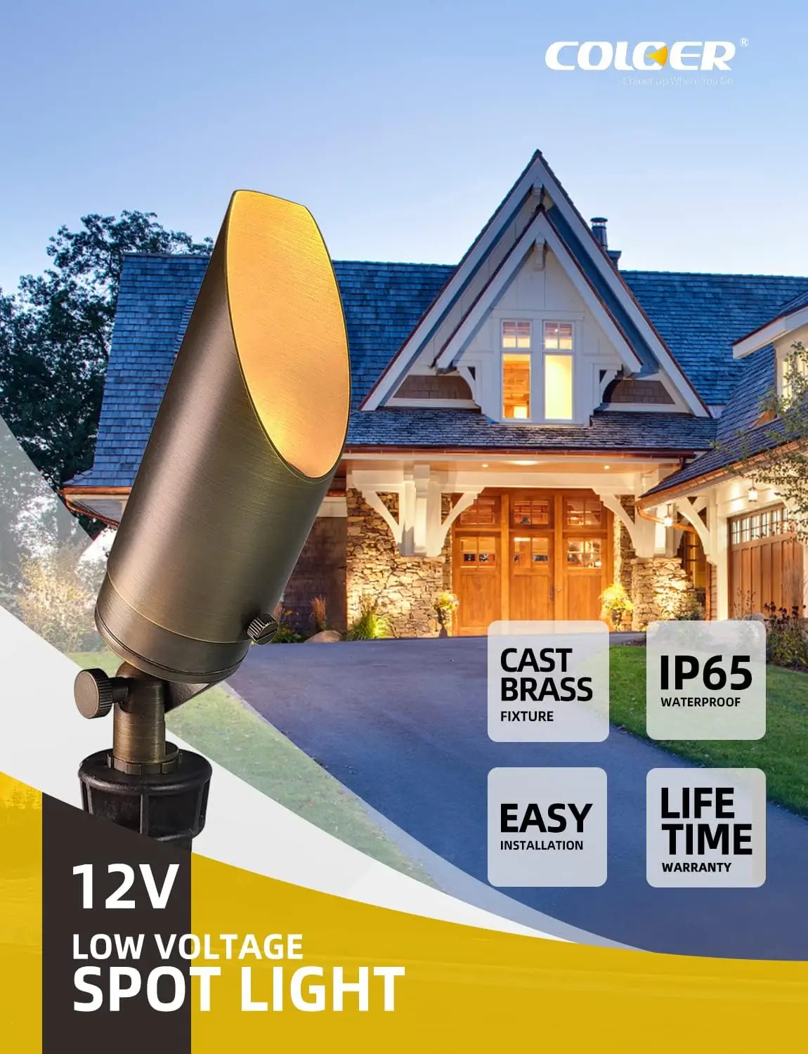 10 Pack Spotlight Fixture Outdoor with 5W Aluminum Housing MR16 LED Bulb 2700K 450LM, 12V AC/