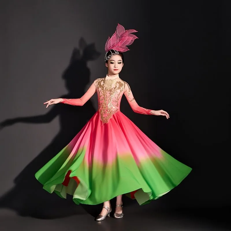 Flamenco-Tanzkleid, Sporttreffen, Eröffnungstanz, schillerndes Kleid für Erwachsene, neue moderne Atmosphäre, Performance-Tanz-Performance-Kleid