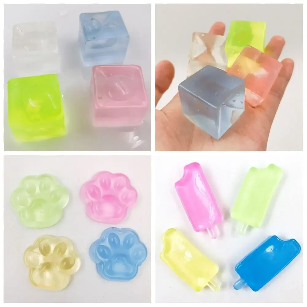 Pinch Music Ice Cube Balls Squeeze Toy Mini Cat Paw Cube Release Toys Creative Transparent Ice Block Stress Relief Toy Gifts