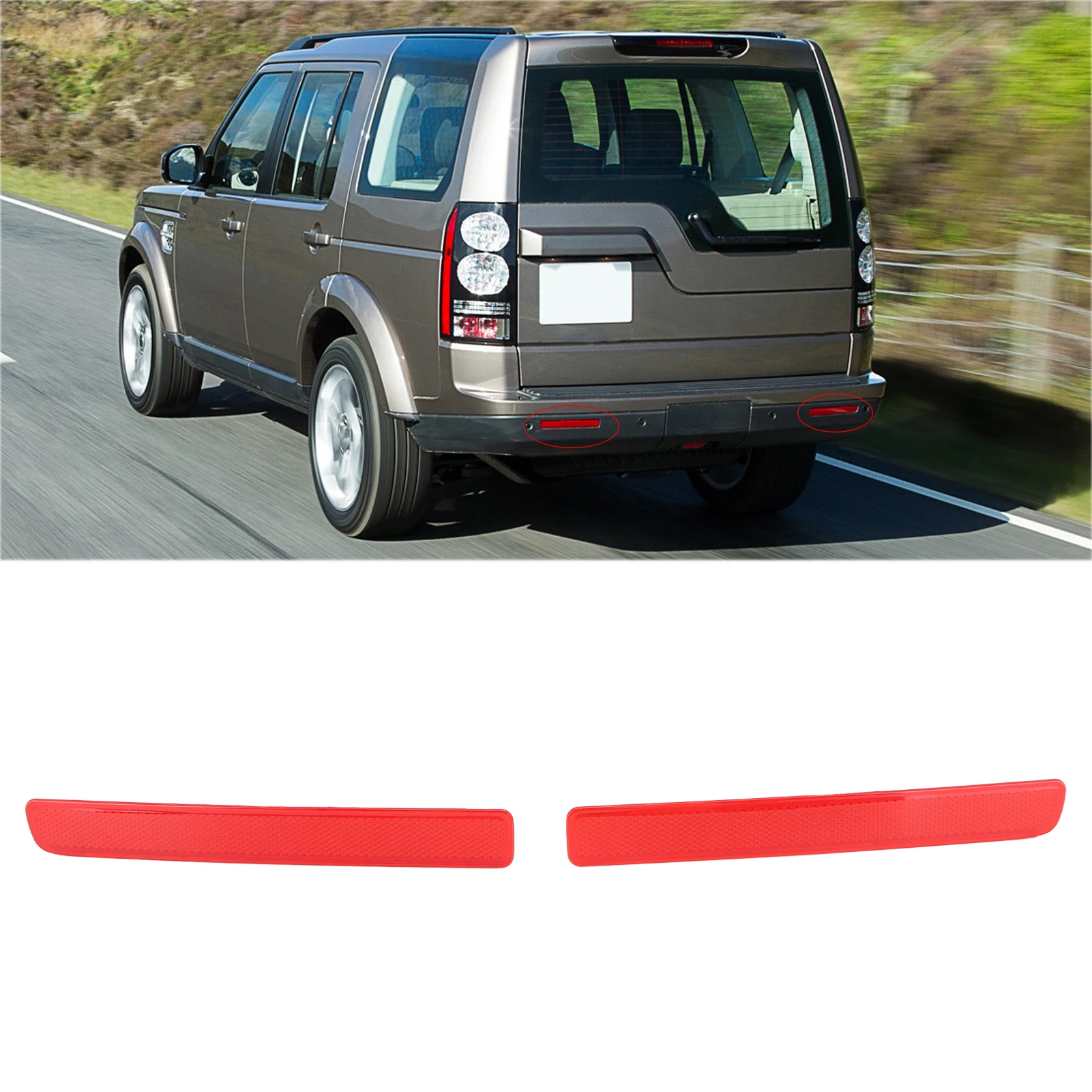 

1 Pair of Left and Right Rear Bumper Reflector Red Replacement For LAND ROVER DISCOVERY 3 4 XFF500020 XFF500030