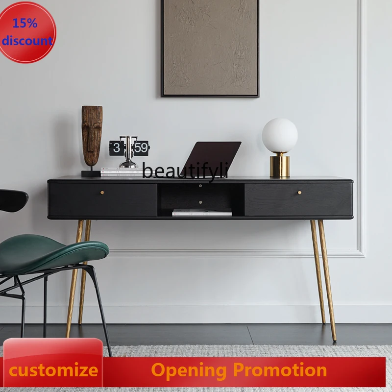 

Nordic light luxury solid wood antique computer desk home study workbench retro desk G1218