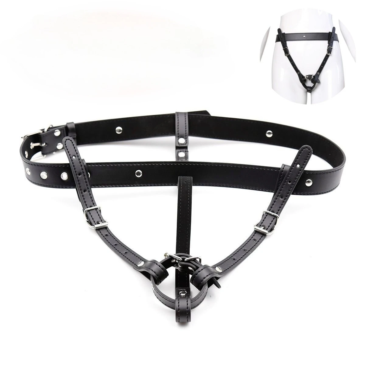 2025 Chastity Forced Orgasm Belt for Vibrator,Leather Bondage Strap-on Harness,Strapon Magic Wand Massager,Sex Toys for Women
